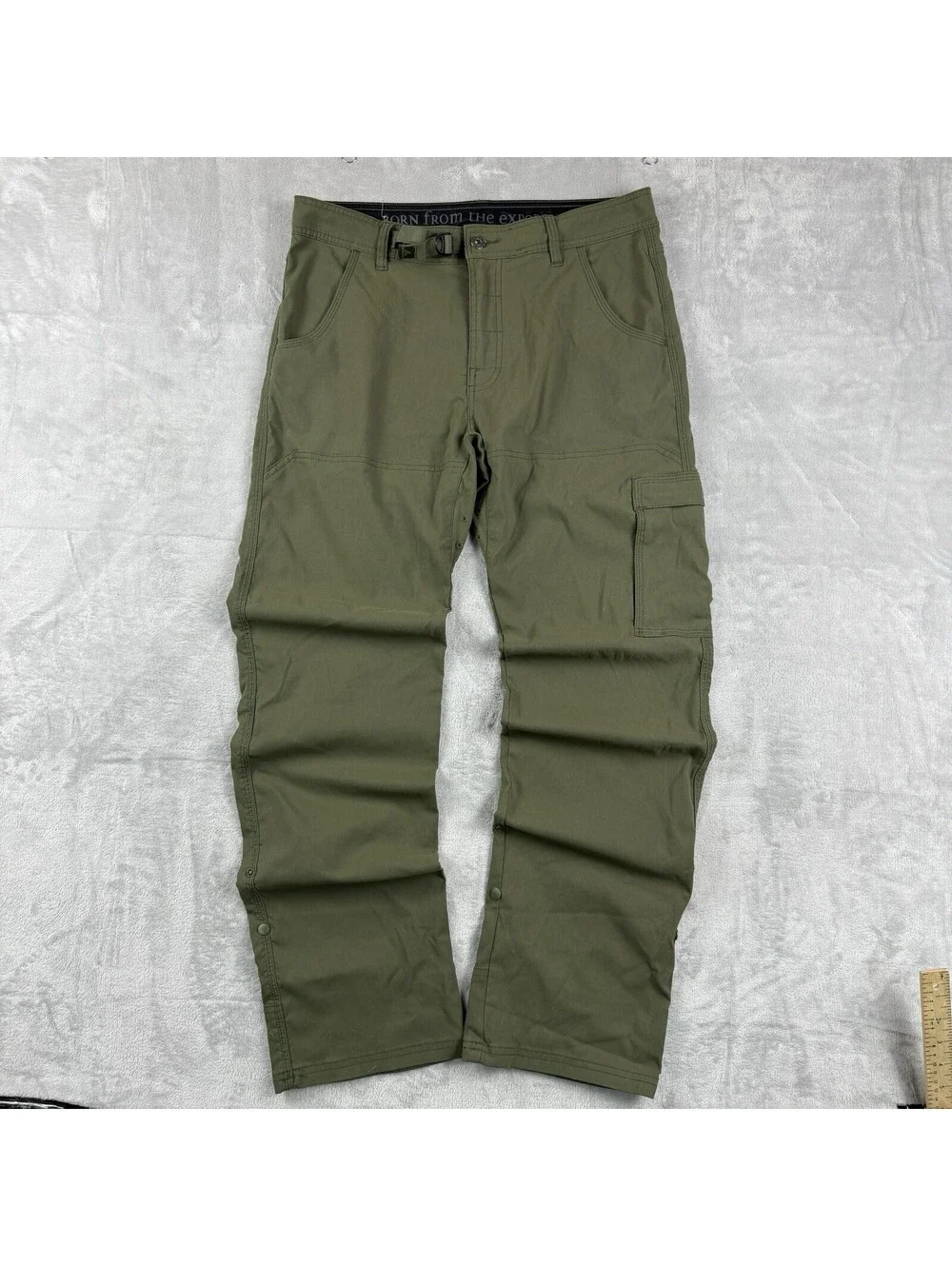prAna Men’s Olive Rollup Cargo Hiking Pants Medium 30L Belt Hiking Gorpcore Tech